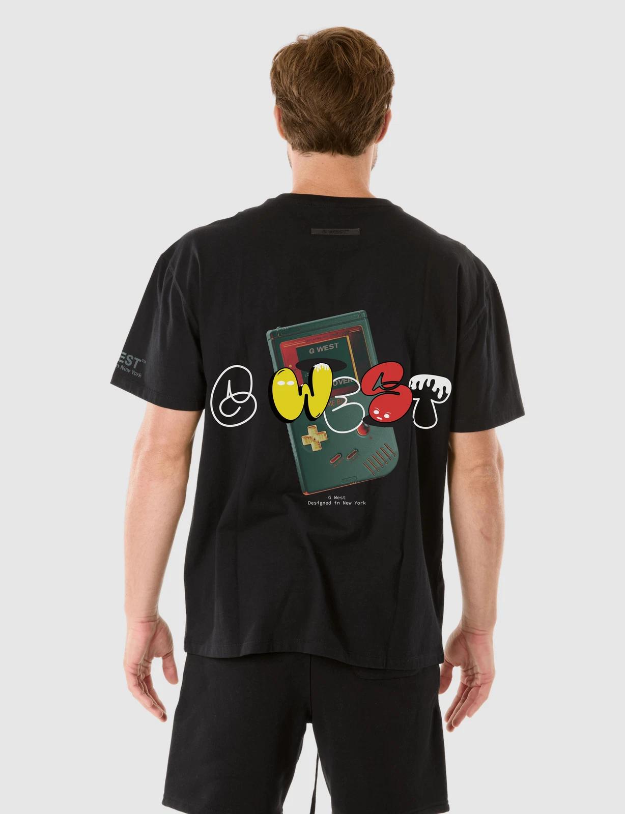 G WEST RETRO GAMING T-SHIRT - JET BLACK 2XL