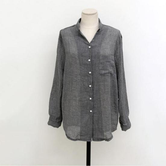 Patch Large Size Sleeve Pocket Shirt Tops Long Loose Fit Single-breasted Thin Casual Shirt Workwear