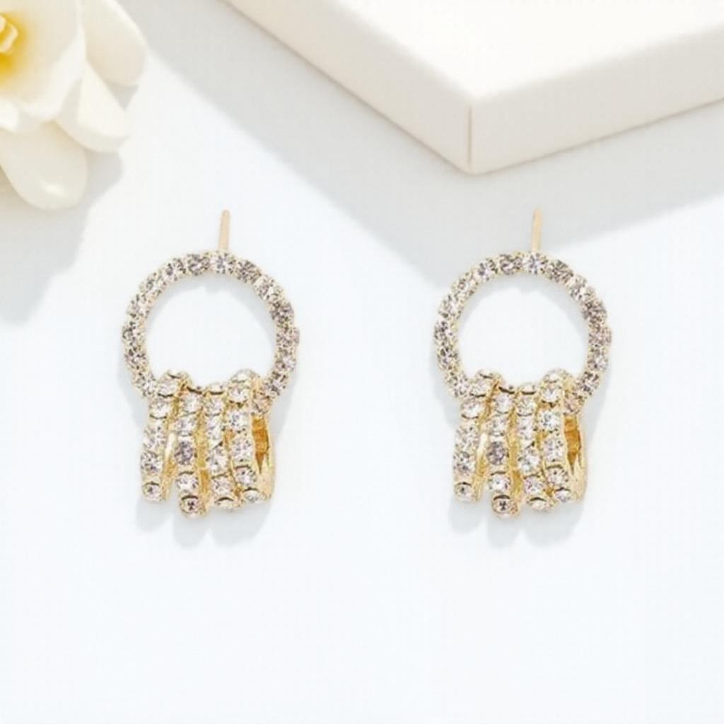 KISMIS 1Pair Fashion Elegant Women Crystal Hoop Earrings Micro Insert Rhinestones Geometric Hollow Circle Stud Earrings