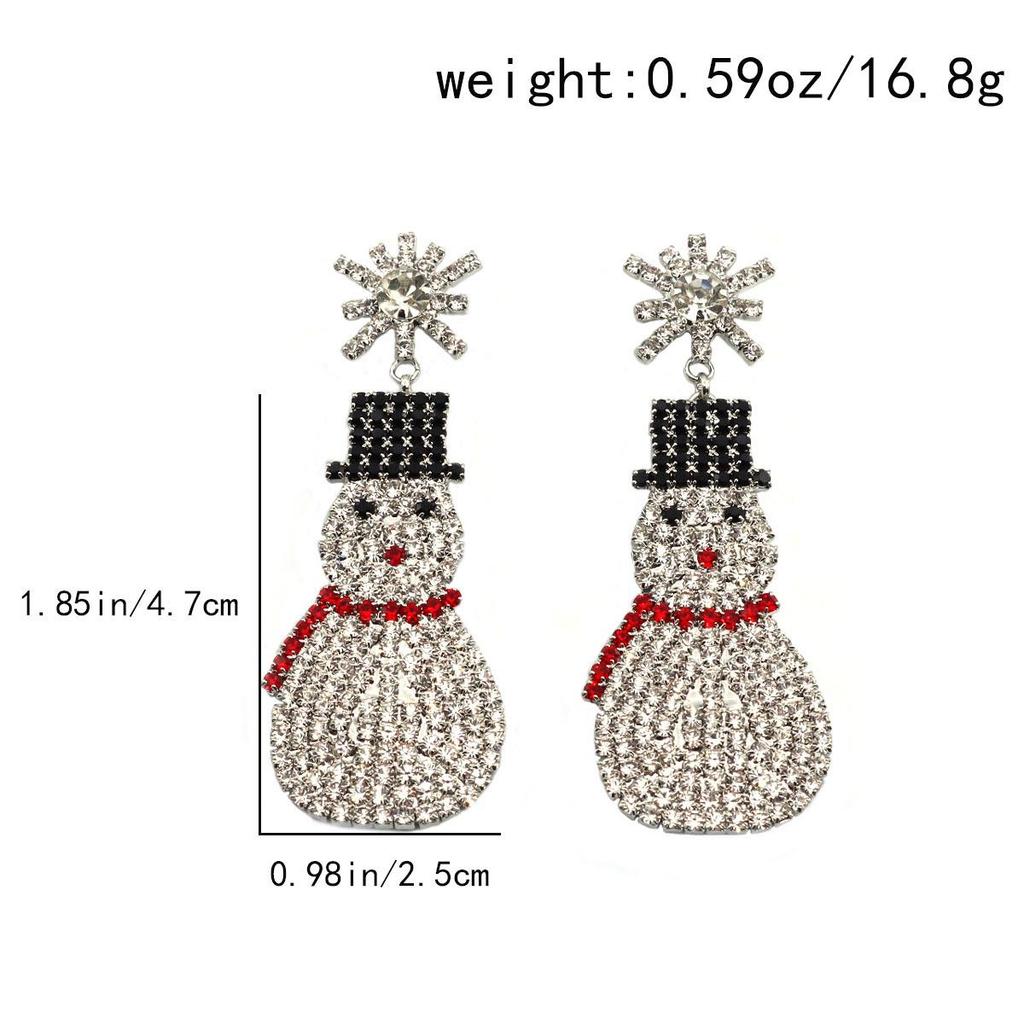 Trendy Rhinestone Snowman Earrings for Christmas Parties – Colorful, Cute, and Cool Cross-Border Fashion Gift