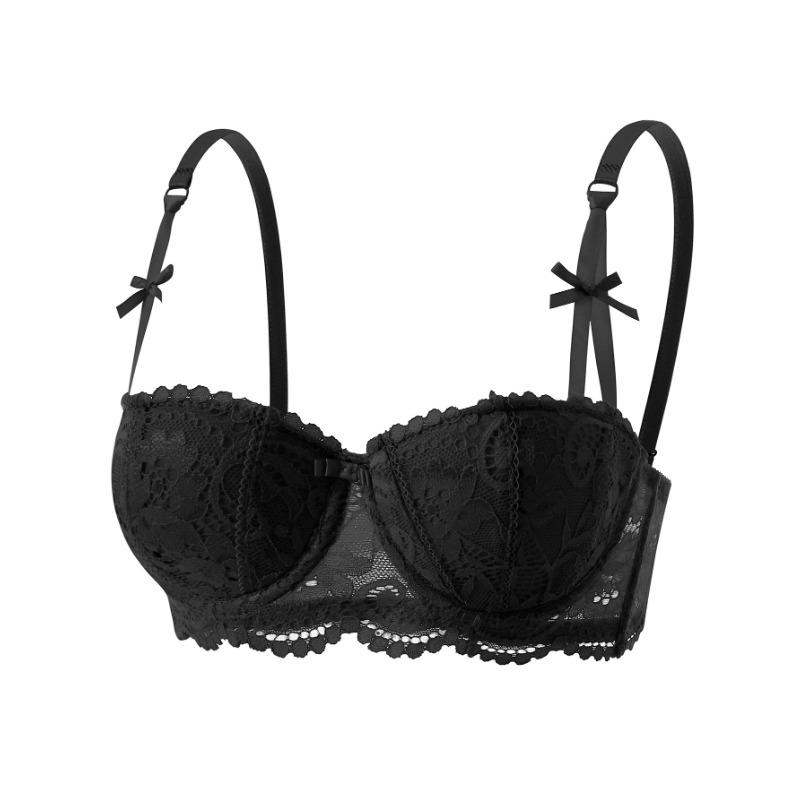 Reggiseno in Pizzo Rosso con Fiocco Spalline Regolabili Supporto con Ferretto