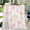 1 Stück Rosa Muschel Seestern Flanelldecke, 2D Aquarell Ozean Druck Überwurf, Ganzjahres Weiche Fleece Decke für Schlafzimmer, Wohnzimmer