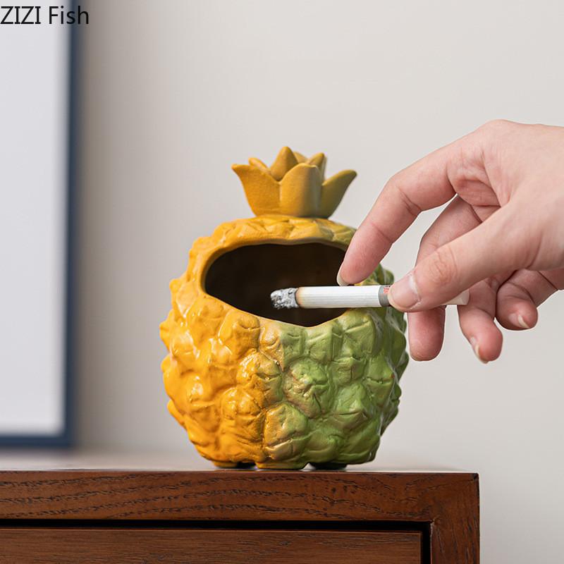 BRCeramic Cigar Ashtray Creative Bitter Melon Pineapple Ashtray Decoration Office Desktop Decoration Art Home Smoking AccessoriesEY