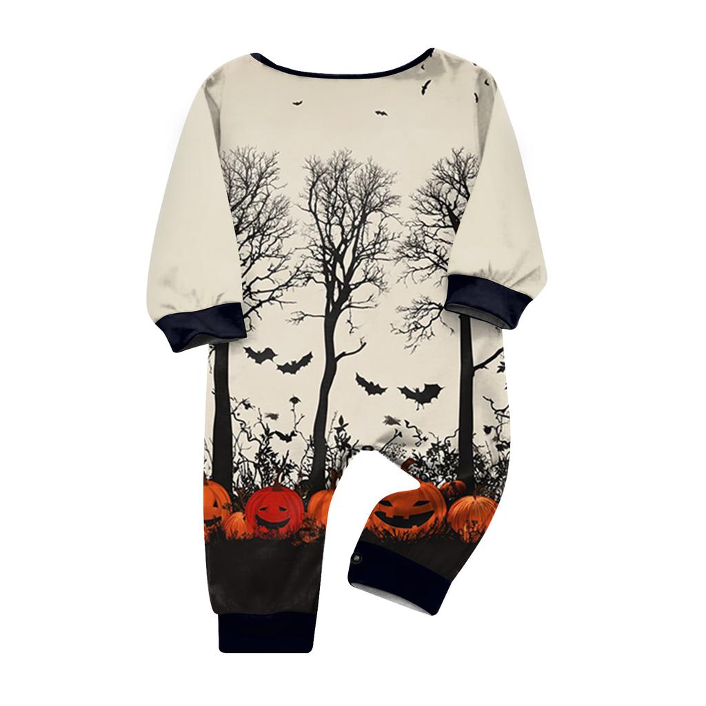 Matching Family Halloween Printed Long Sleeve Pajama Set for Parents and Kids
