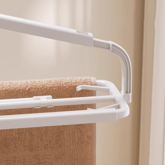 Telescopic Clothes Hanger Folding Durable Plastic Coat Hanger Non-Slip Widened Shoulder Support Clothes Stand Space-Saving Multi-Functional Drying