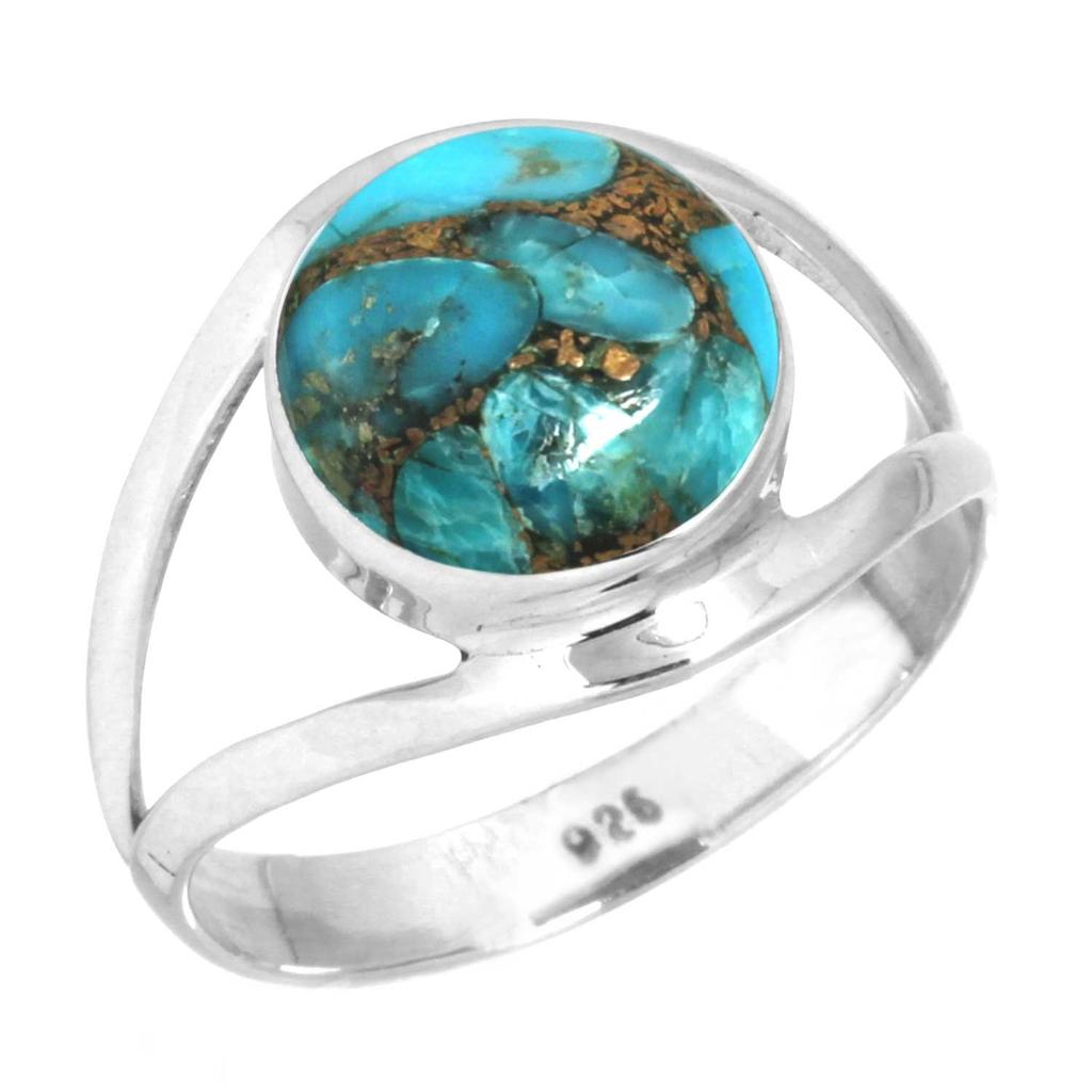 925 Sterling Silver Ring Women Gemstone Handmade Jewelry Engagement Gift Blue Green Purple Copper Turquoise Pearl Lapis Mother Of Pearl Boho