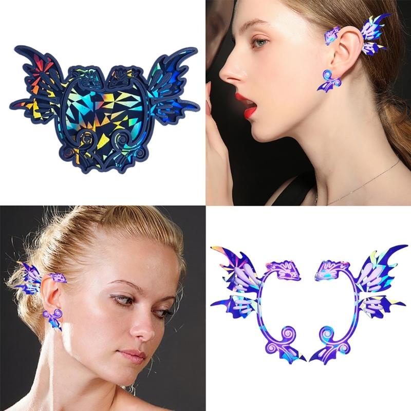 Tragbare Silikon-Epoxidharzform Ohranhängerform Holografische Laser Drache Ohrclipformen Schmuckherstellungsformen