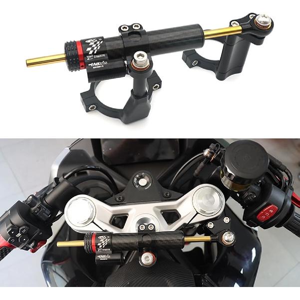 Motorcycle Steering Stabilizer Bracket Damper Stabilizers & Dampeners Kits Compatible with CFMOTO 450SR 450SRS 450SS 2022-2024,CNC Aluminum (Carbon