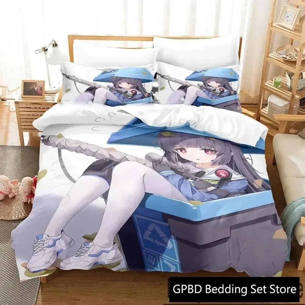3D Print Anime Game Blue Archive Comfortable Duvet Quilt Cover Pillowcase Bedding Set Children Bedroom Decoration Home Textile