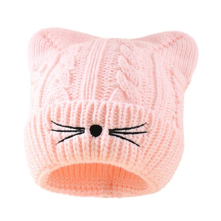 Kids Beanies Knitted Hat Fun Embroidered Whisker Headwear Kitten Ears Theme for Outdoor Sports Workout