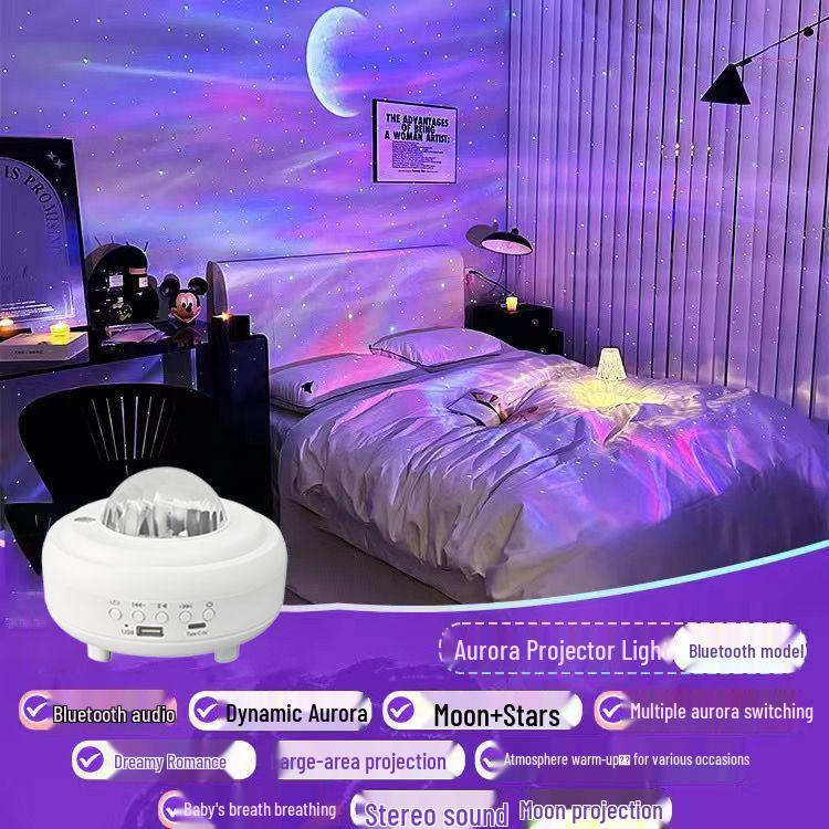 Aurora Starry Sky Projection Night Light with Bluetooth Speaker Black Bluetooth Speaker