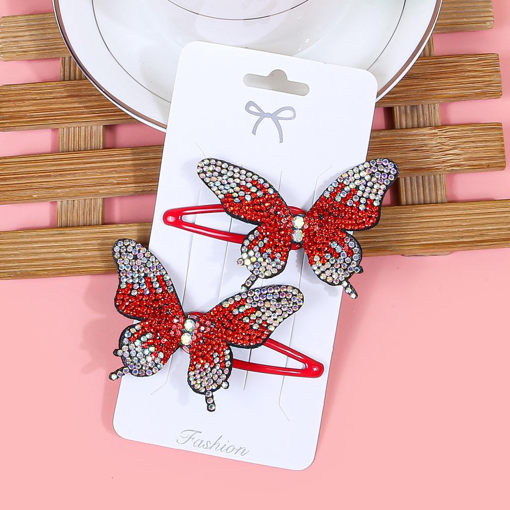 2pcs/set New Cute Princess Butterfly Hair Clips Girls Hairpins Crystal Butterfly Hair Clips Children Kids Hair Accessories