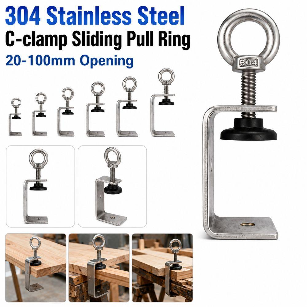 1pc 304 Stainless Steel Square Clamp Adjustable Fixed Holder Clip C-clamp Hardware Fasteners