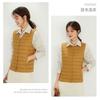 Women Collarless Down Vest Lightweight V Neck Warm Inner Liner Plus Size