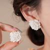 10pcs/Set High-end Artificial Pearls Earrings White Flower Flower Stud Earrings  For Women Girls
