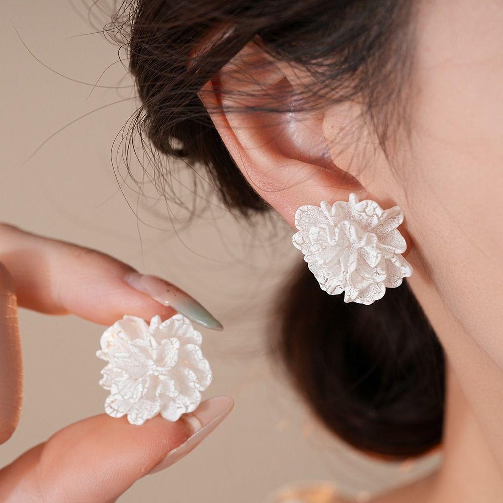 10pcs/Set High-end Artificial Pearls Earrings White Flower Flower Stud Earrings  For Women Girls