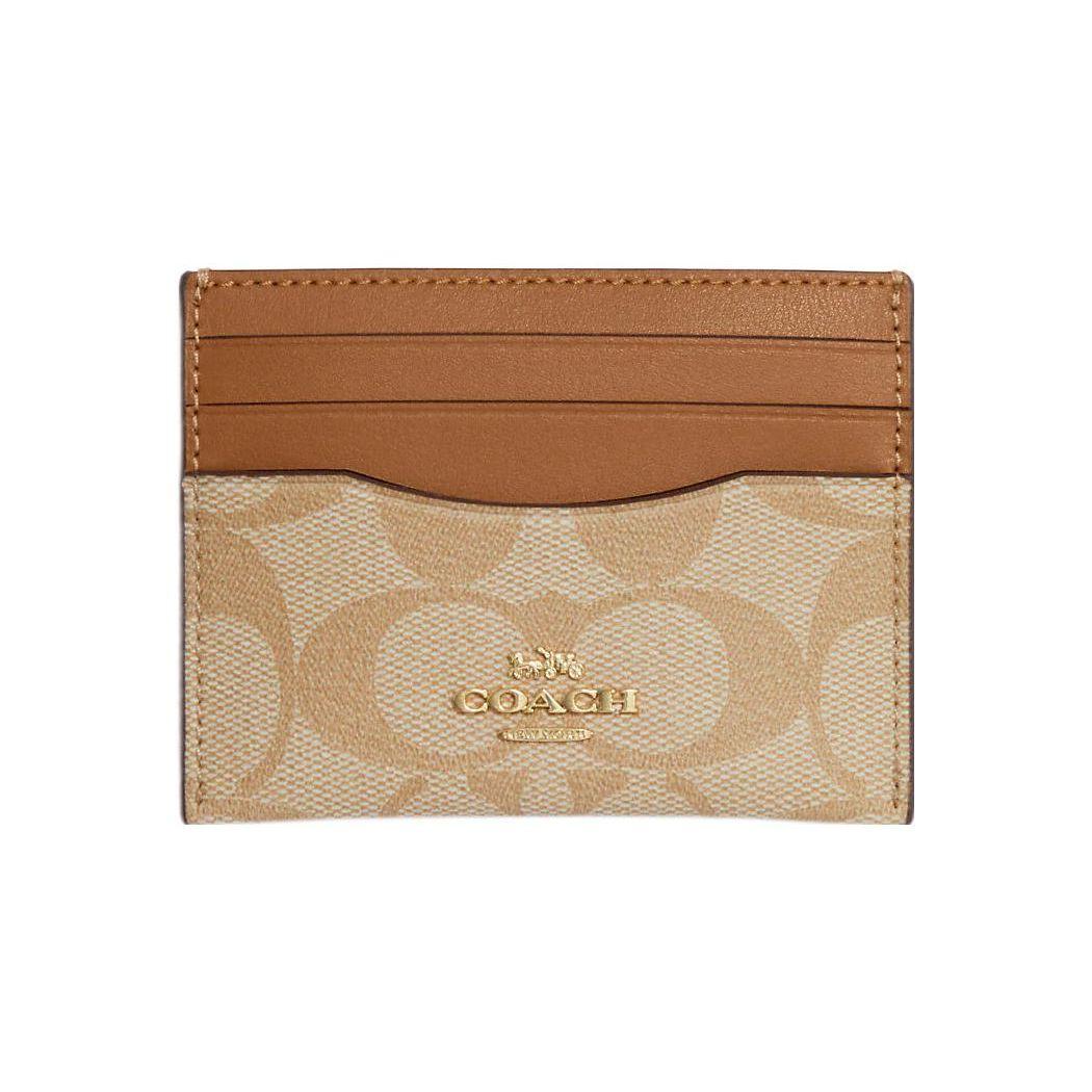 Coach Card Case 10 Classic Monogram Coated Canvas And Leather Women Card Case Light-Khaki CH415-IMVHK Basic Set (Bag+Dust Bag)