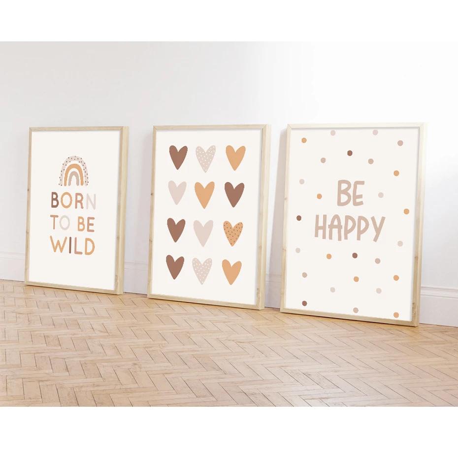 Boho Cartoon Elephant Heart Nursery Wall Art Poster Print Canvas Painting Picture Kids Room Baby Girls Bedroom Home Decor Gift