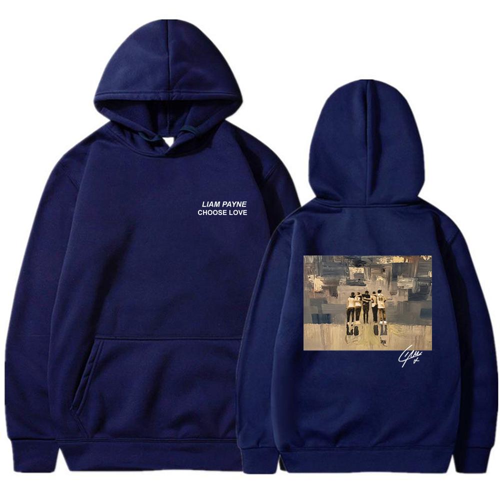 

Liam Payne Choose Love Hoodie Світшот Liam Payne Tribute на згадку про Ліама Пейна Графічні худі унісекс Пуловери з довгими рукавами S темно-синього кольору