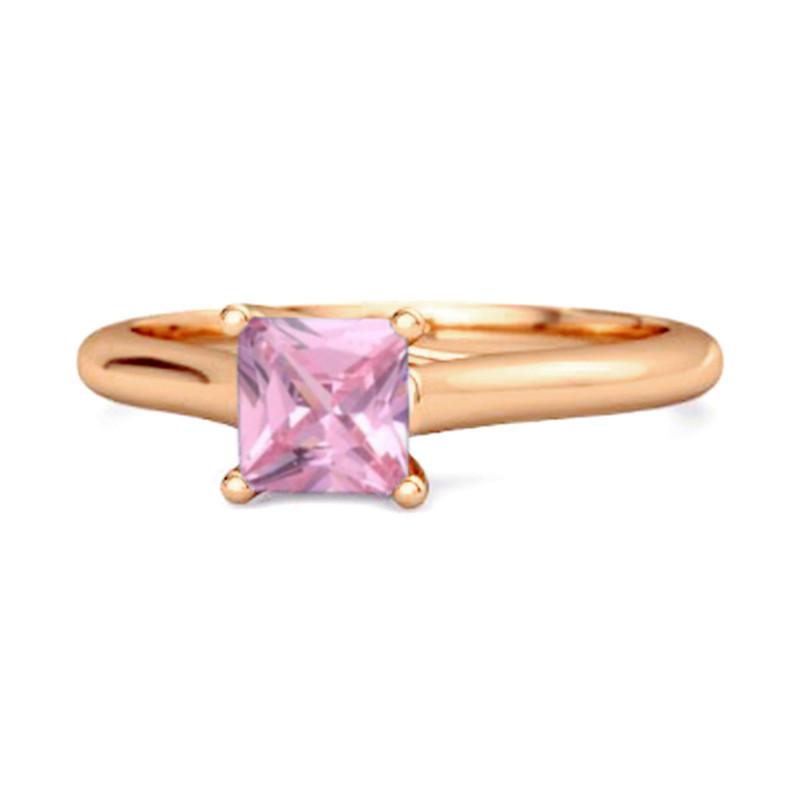 

Solitaire Square Cut Pink Zirconia 925 Sterling Silver Rose Gold Vermeil Promise Women Wedding Ring 8.5 рожевий колір золота