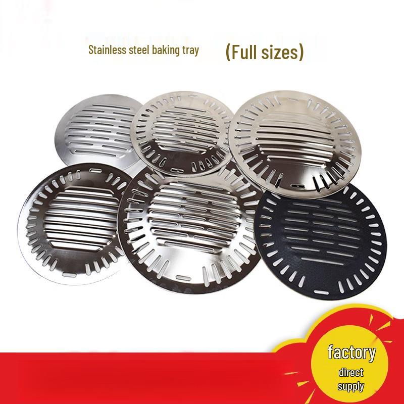 Korean Style Round Stainless Steel BBQ Grill Pan