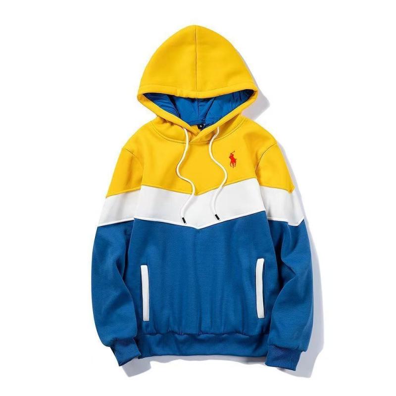 Men's Three-Color Plus Velvet Hooded Sweatshirt with Small Horse Embroidery, Autumn/Winter Loose Pullover.