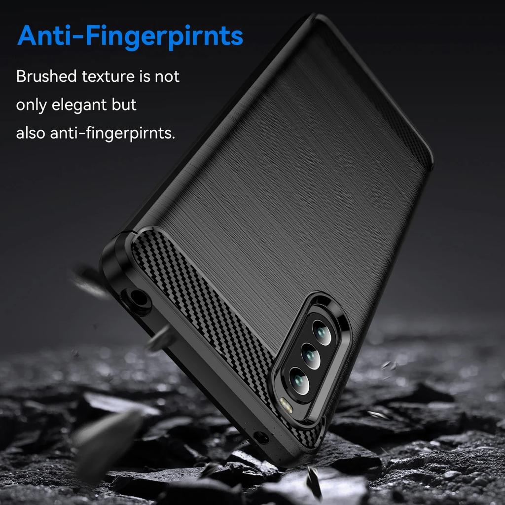 Custodia Flessibile di Lusso in TPU Per Sony Xperia 10 VI 1 V 5 IV III Copertura Protettiva Texture Fibra di Carbonio Guscio Protettivo Fundas Hülle