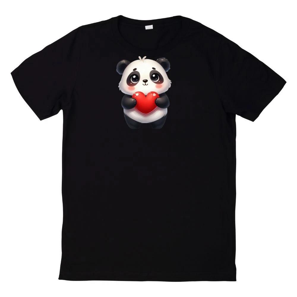 T-Shirt Niedlicher Panda mit Herz Motiv XS