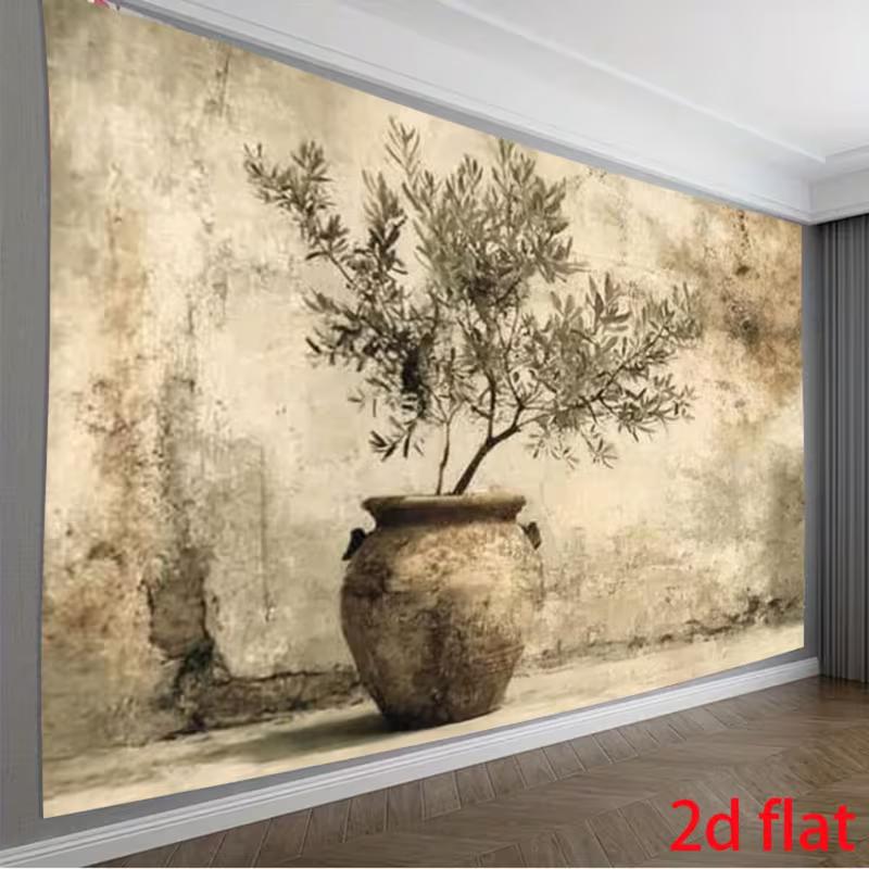 

2D Beige Vintage Olive Branch Backdrop for Earthy, Organic and Relaxed Room Aesthetic 47.2x31.5inch/120*80cm