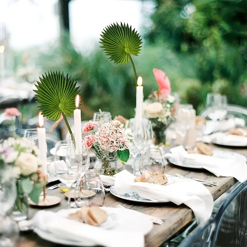 12pcs Artificial Palm Leaves Plastic Tropical Leaves for Hawaiian Luau Easter Wedding Realistic Faux Palm Greenery Home Decor