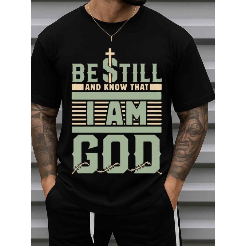 Европейские размеры Мужская футболка  Будь спокоен и знай  - 100% Хлопок Черная с коротким рукавом с дизайном рук и стихом  Будь спокоен и знай S чёрный