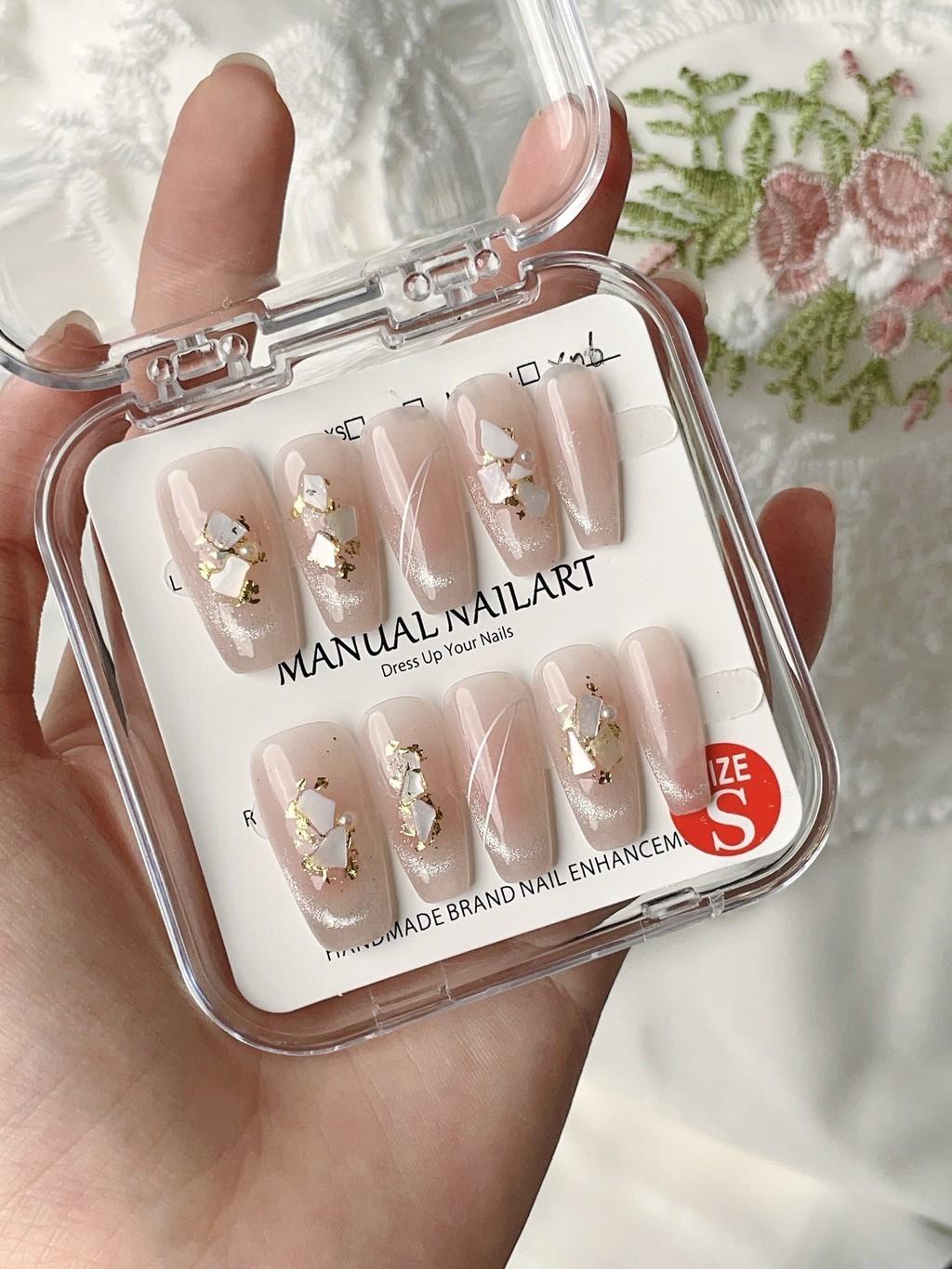 

Wear Handmade Nail Nail Patch Light Luxury Transparent Shell Long Woman Fashion L