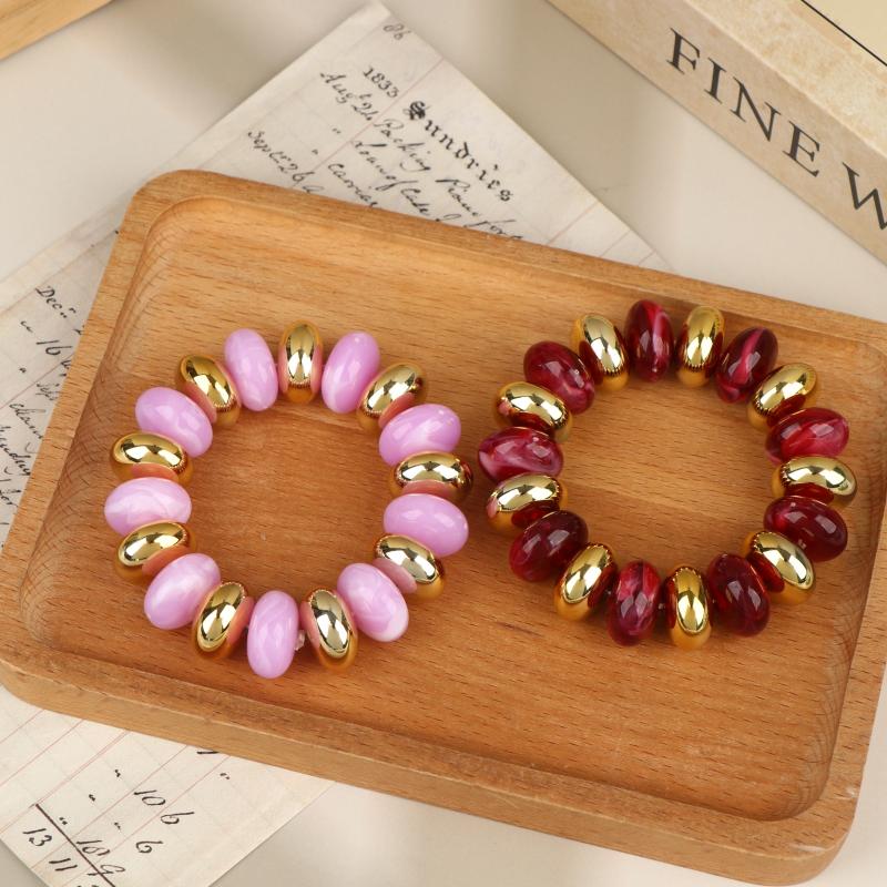 Vintage Irregular Beaded Stretch Bracelet Chunky Bead Bangle Trendy Jewelry For Women Daily Party Stackable Wrist Accessory