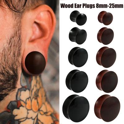 1 Çift Ahşap Kulak Çift Genişleyen Tünel Küpe Et Genişletici Ölçer Gerdiriciler Küpeler Erkek Vücut Piercing Takısı 8mm-25mm