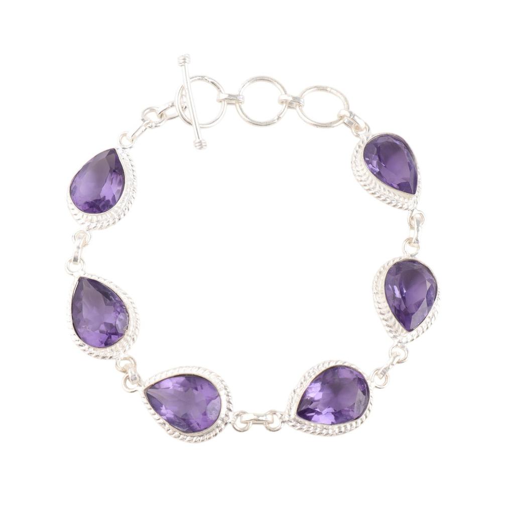 Natürlicher Iolith Edelstein 925 Sterlingsilber Handgefertigter Schmuck Kettenarmband 7-9" RB-15-2