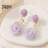Bohemian Style Earrings 1 Pair Boho Raffia Ball Flower Earrings, Handmade Leaf Romantic Branch Drop Dangle Wedding Bridal Party Jewelry for