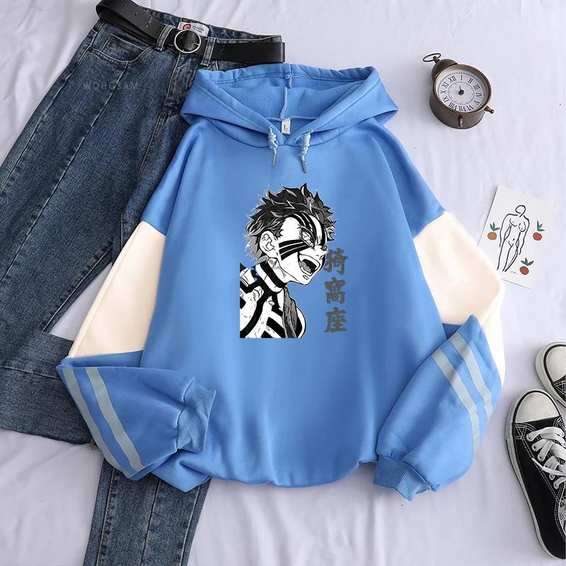 Manga Demon Slayer Graphic Hoodies Men Women Clothing Harajuku Akaza Print Hoodie Fall Fleece Long Sleeves Loose Soft Sweatshirt