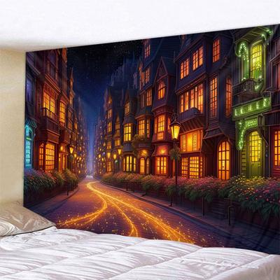Mysterious Night Scene Tapestry Wall Hanging Psychedelic Hippie Cartoon Decoration Background Poster Living Room Home Decoration