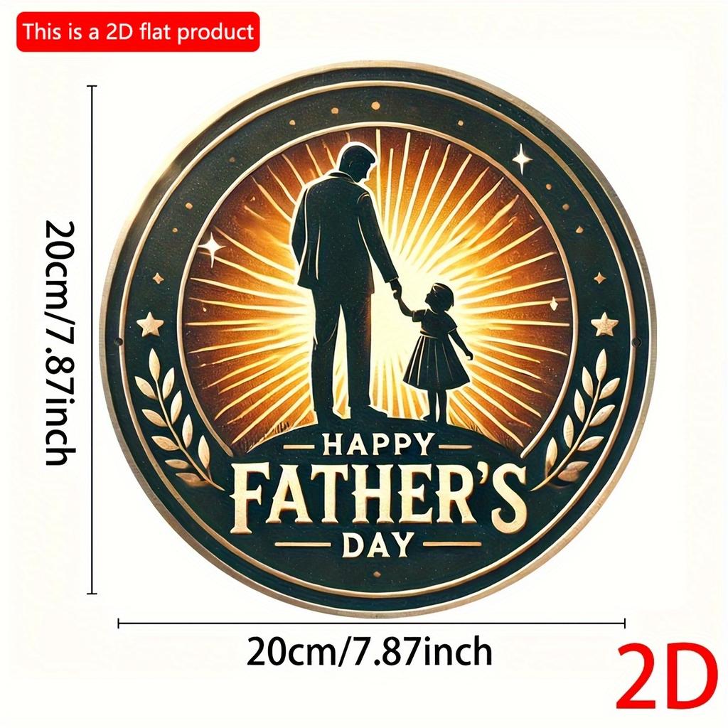 2d flat 20*20cm, Father'S Day Retro Style Circular Wooden Sign, Perfect for Bedroom And Living Room Decoration, Ideal Gift for Friends And Family.