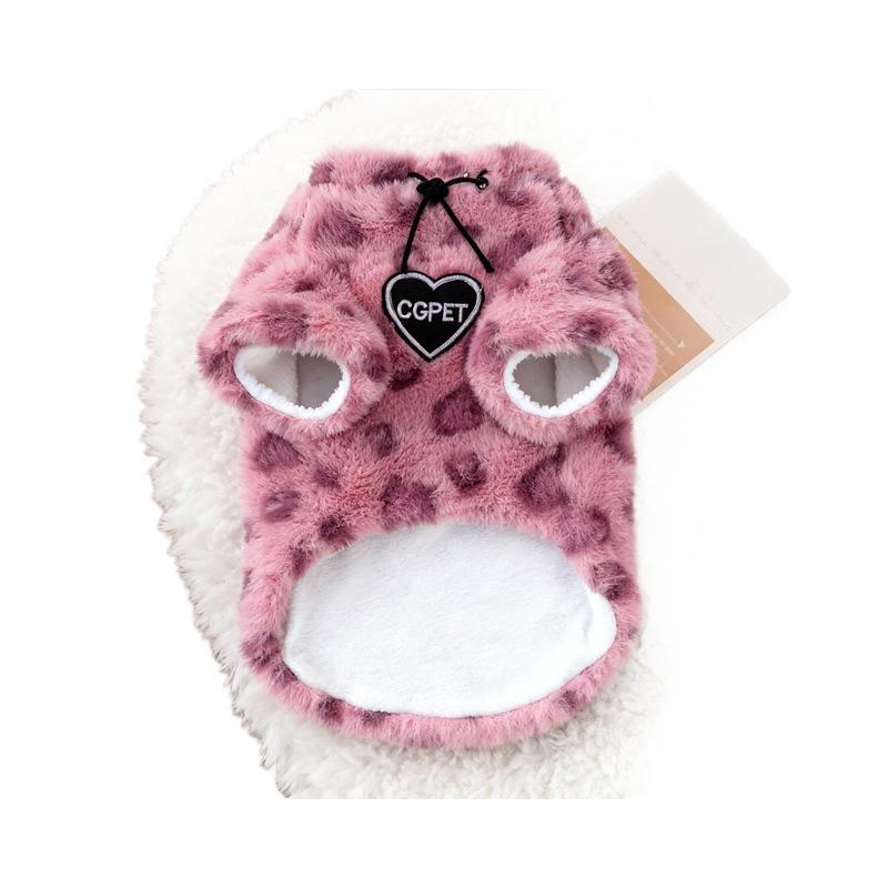 Super Cute Adorable Cat Clothes Winter Warmth Cold-Proof Fluffy Leopard Print Fleece Thickened Small Dog Pet Fleece Jacket