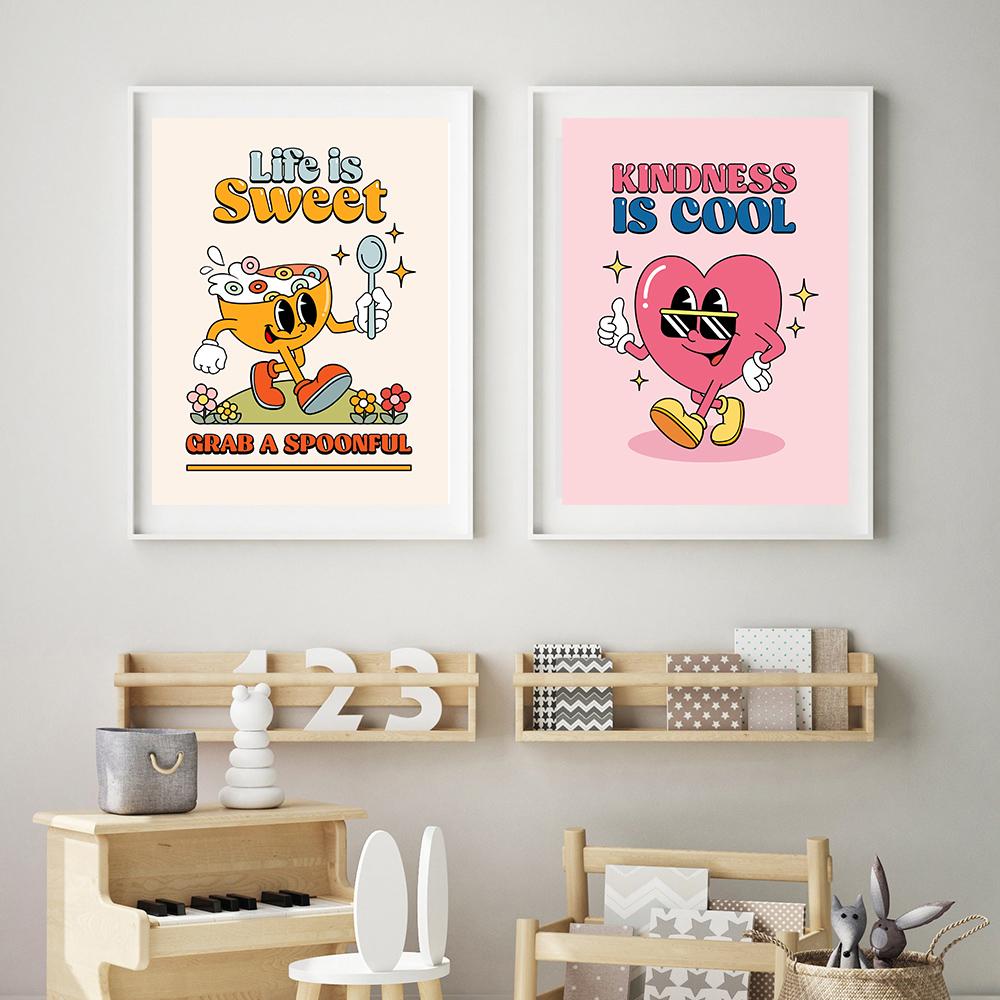 Retro Preppy Sunshine Ästhetik Leinwandmalerei Druck Lustige Küchenposter Retro Pink Zitate Bilder Wandkunst für Bar Heimdeko