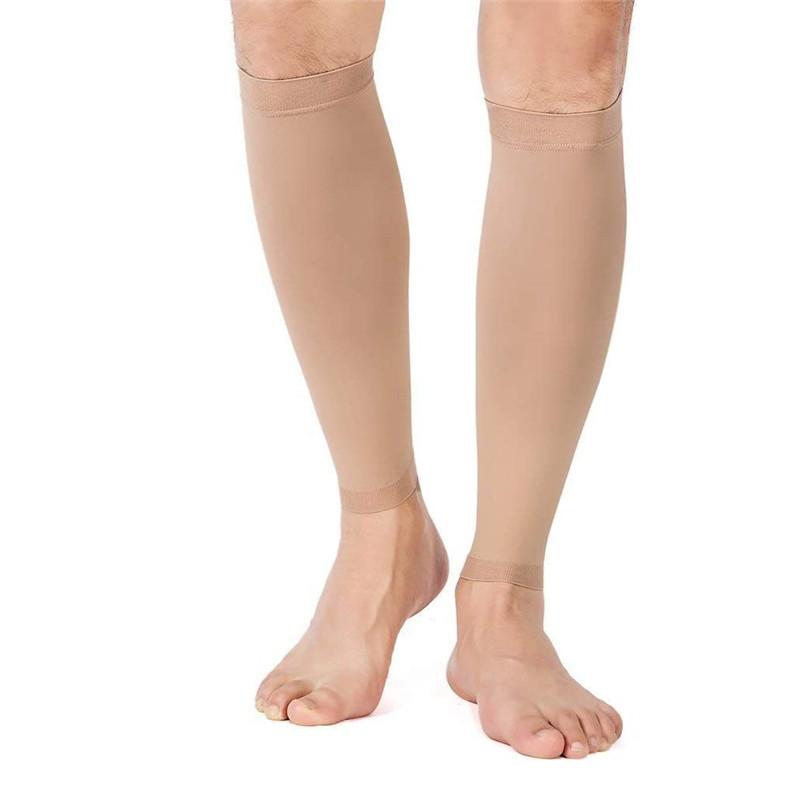 

1 пара компрессионных рукавов для голени 23-32 мм рт.ст. для мужчин и женщин без стопы компрессионные рукава для голеней варикозное расширение вен XL бежевый