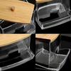 Acryl Aufbewahrungsbox Badezimmer Glas Make-up Organizer Wattepadhalter Wattehalter Spender mit Bambusdeckel Klarsichtplastik