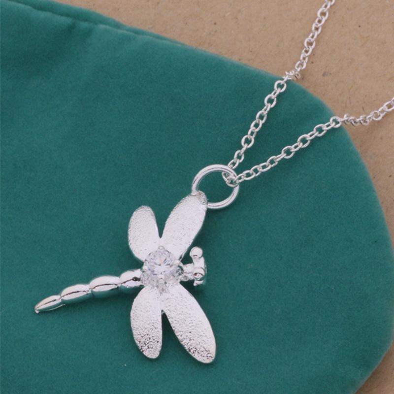 European and American Necklaces Fashion Trend Exquisite Dragonfly Pendant Silver Plated Necklace