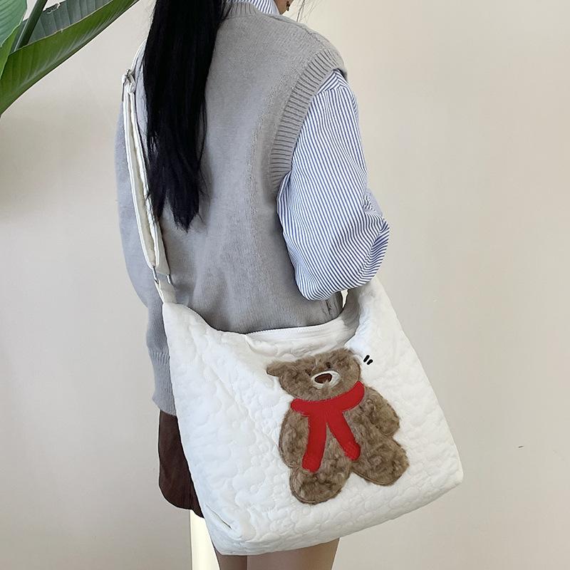 

Cute Cartoon Embroidery Nylon Women s Shoulder Bags Large Capacity Ladies Crossbody Bag Fall Winter Macaron Female Tote Bag