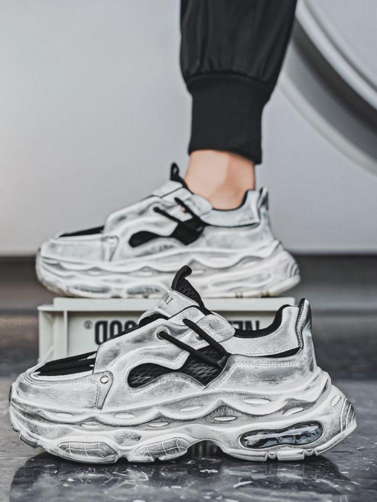 Modne oddychające buty sportowe dla mężczyzn Siateczkowa cholewka Gruba platforma Turystyka Wędrówki Jogging Bieganie Trend 2025 Outdoor Męskie Codzienne Trampki