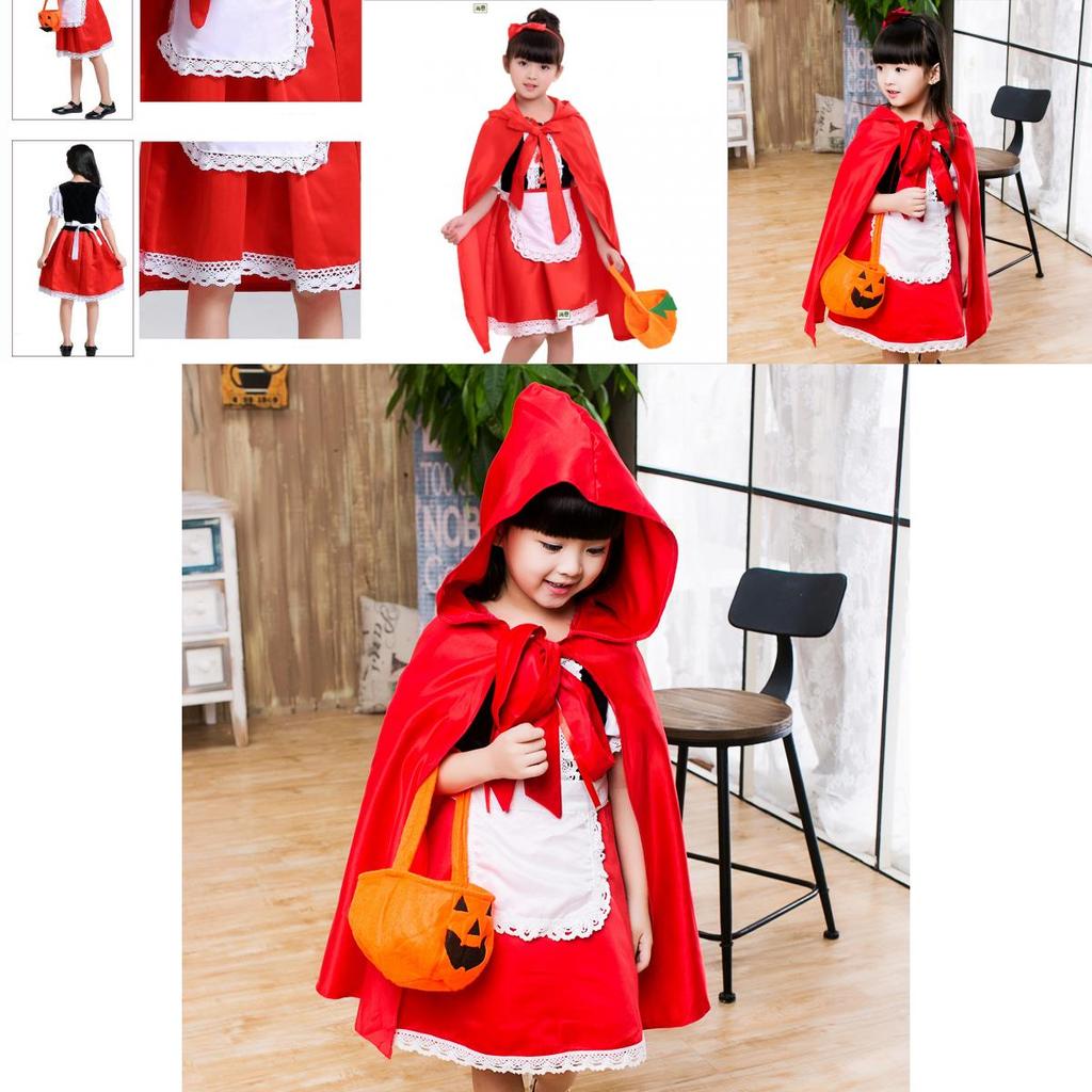 Rotkäppchen Prinzessinnenkleid Halloween Märchenkostüm für Kinder