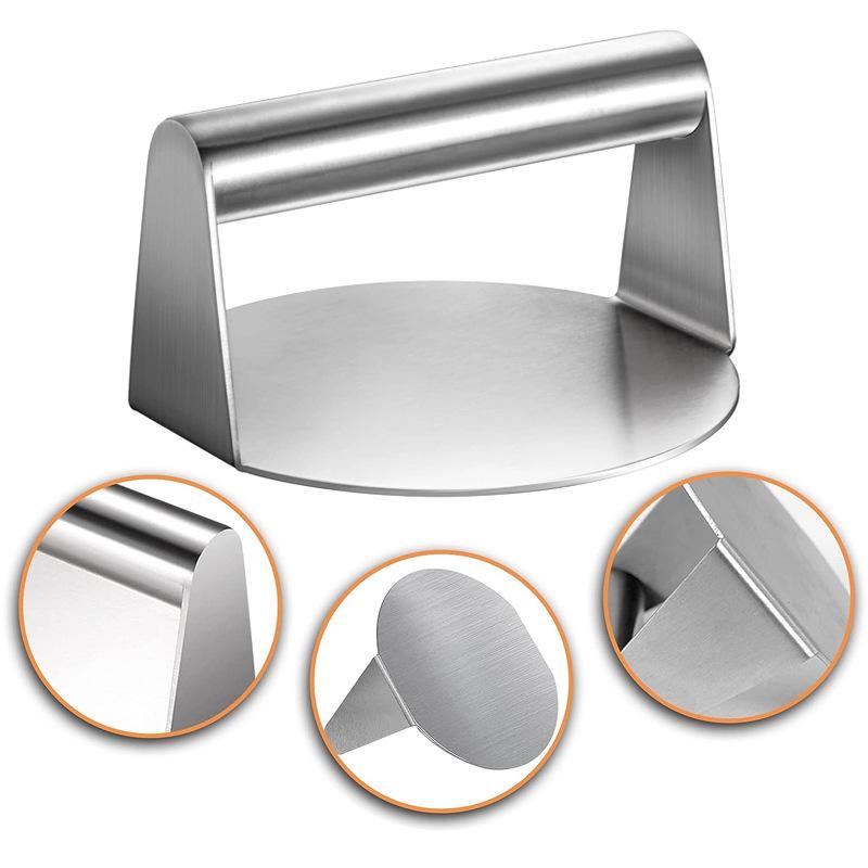 Stainless Steel Patty Press: Teppanyaki, Squid, Barbecue, Steak, and Hamburger Tool for Camping.