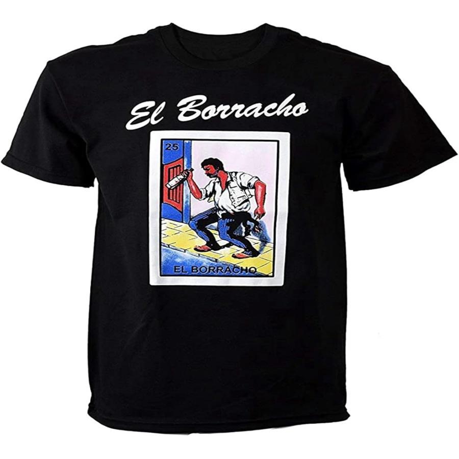 Men s El Borracho Mexican Loteria T-Shirts Black S