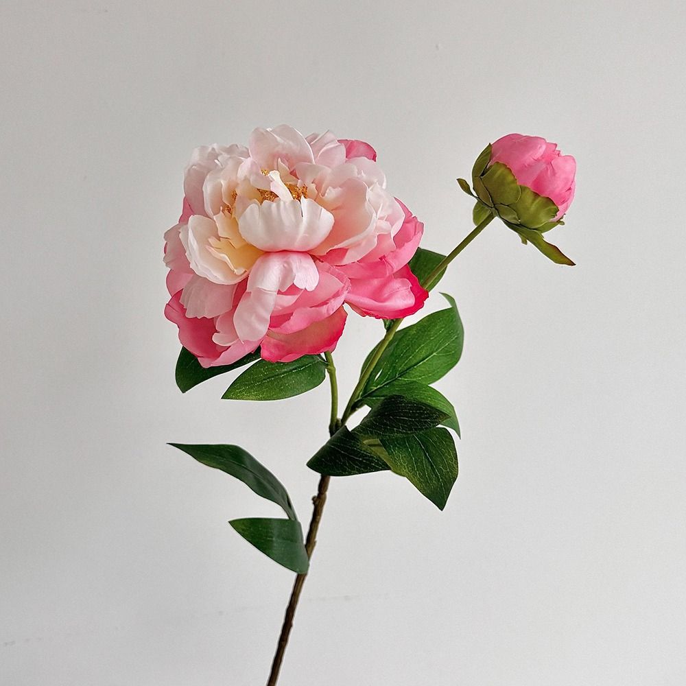 DIY 2 Head Artificial Peony Bouquet Silk Cloth Lifelike Peony Flower Bundle Silk Fake Flower Home Wedding Decoration